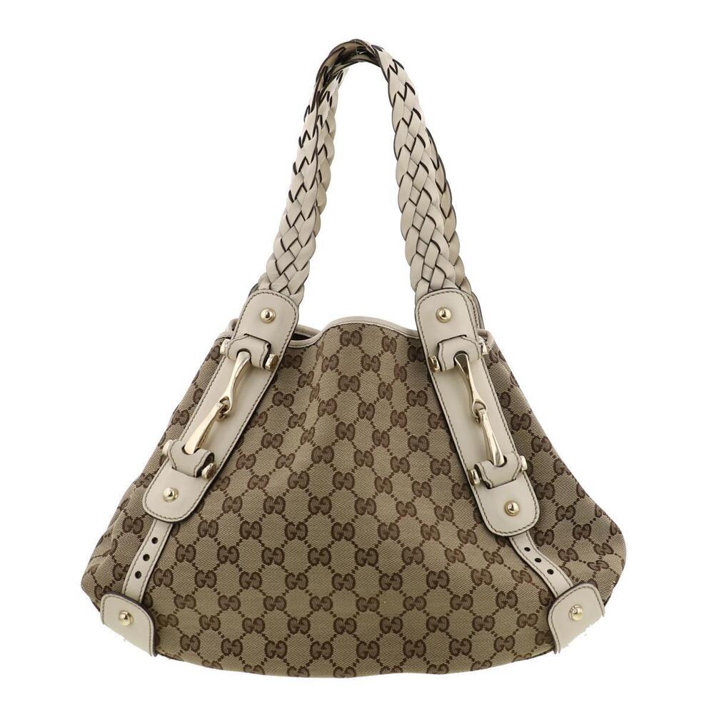 GUCCI GG Canvas Shoulder Bag Messenger White Beige